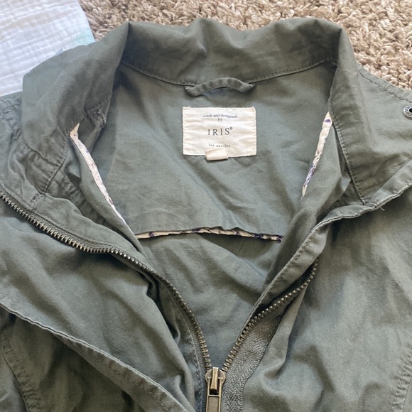 IRIS Army Green Utility Zip Up Jacket Size Small - Picture 5 of 10